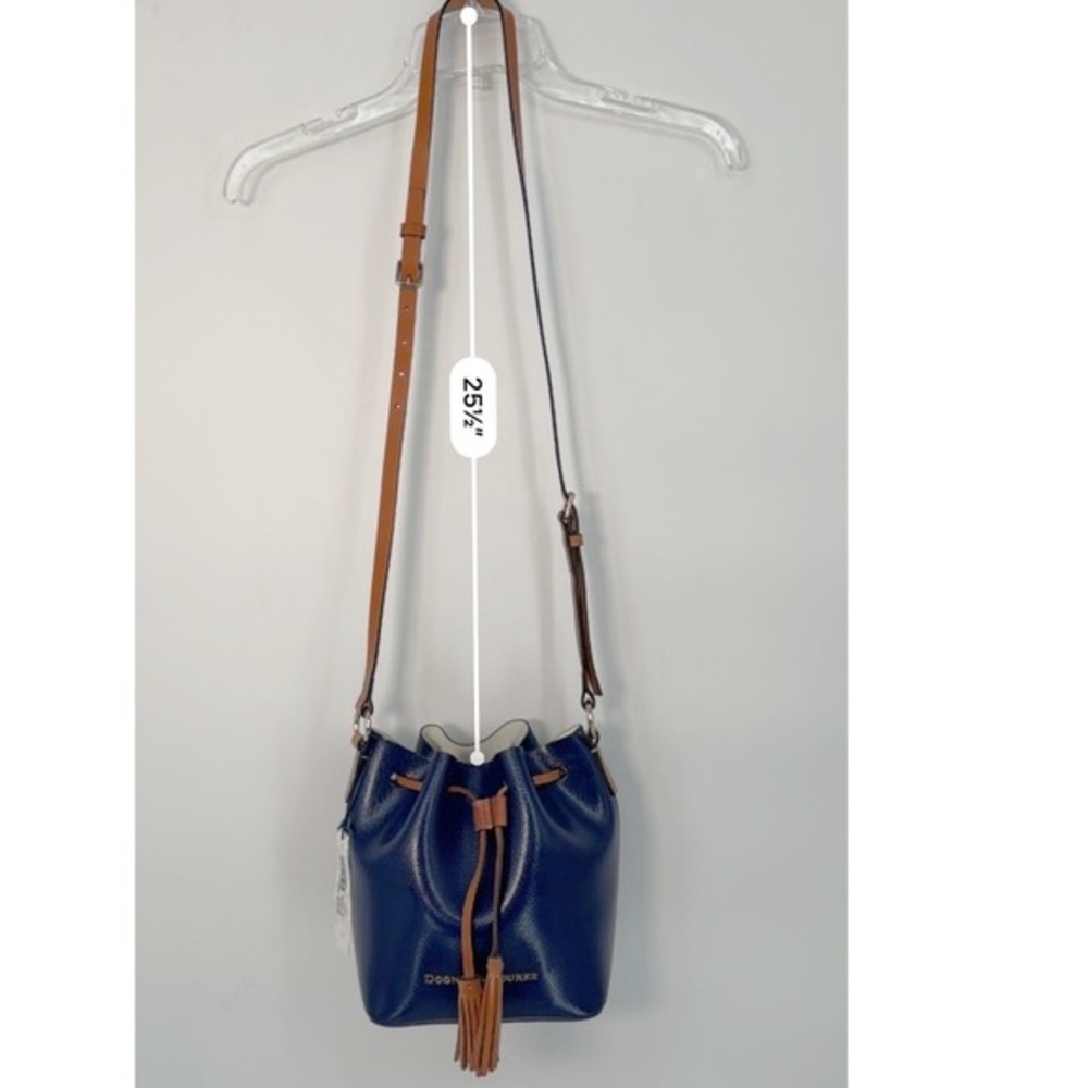 Dooney & Bourke Serena Drawstring Crossbody Blue Lizard Embossed Leather 104-29 - Picture 5 of 16